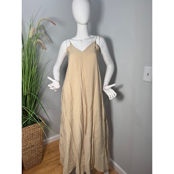 Commense Double Layers V-neck Long Dress color Apricot size S - Picture 7 of 15